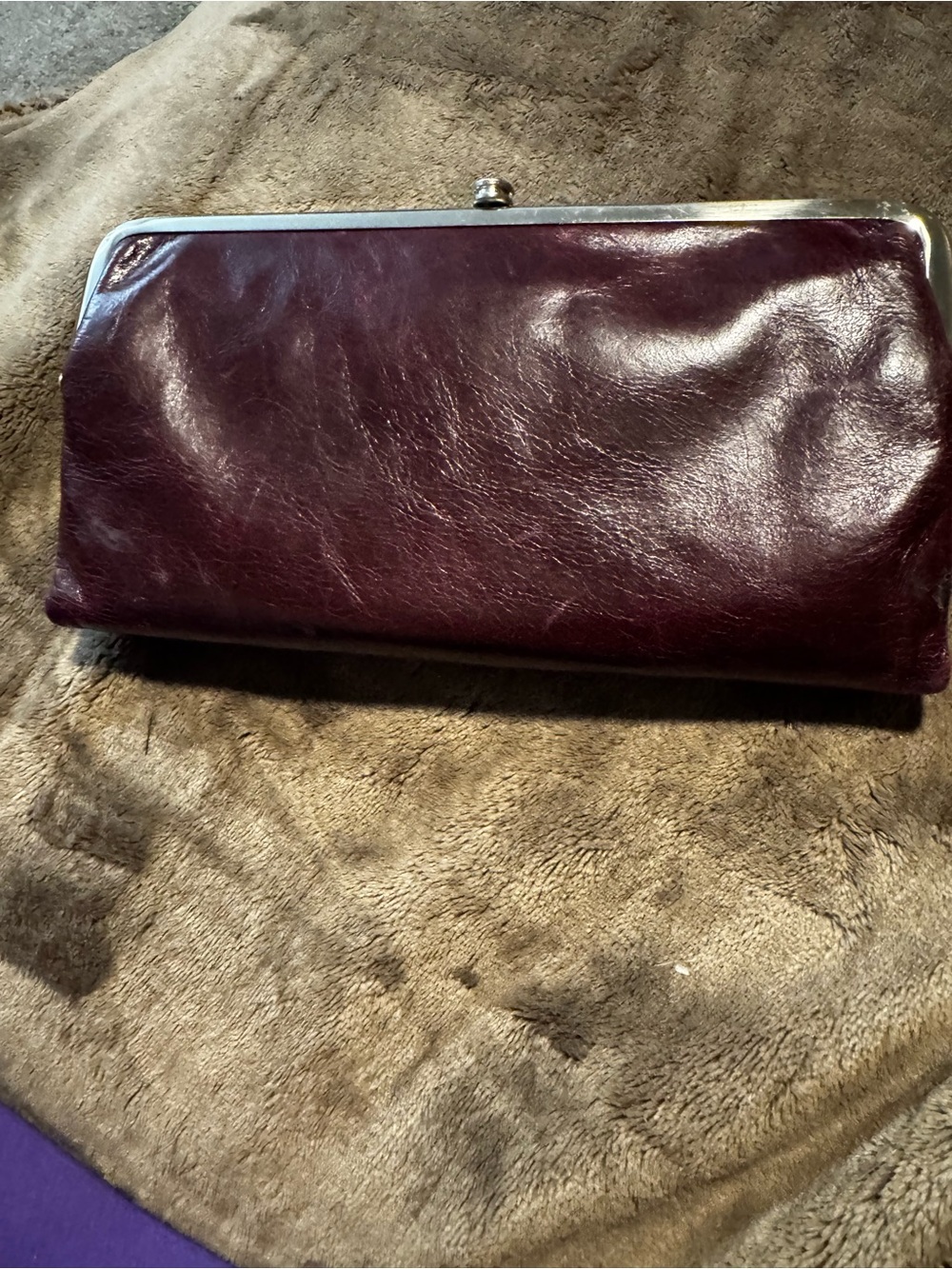 HOBO Plum Leather Kiss-Lock Clutch Wallet